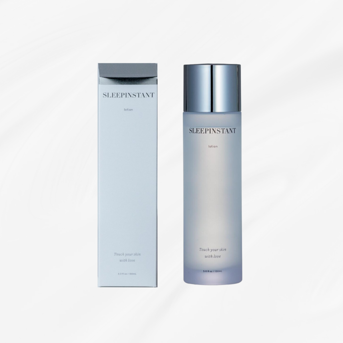SLEEPINSTANT 化粧水(ローション)とパッケージ。ナノメーターレベルのミネラル配合で、肌なじみのよい美容ローション。